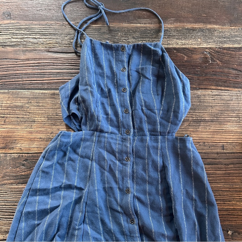 ASTR the label | Paulina Denim Blue Striped Dress M